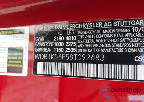 2008 Mercedes-Benz Clk 350 из США, поврежденный, VIN WDBTK56F58T092683